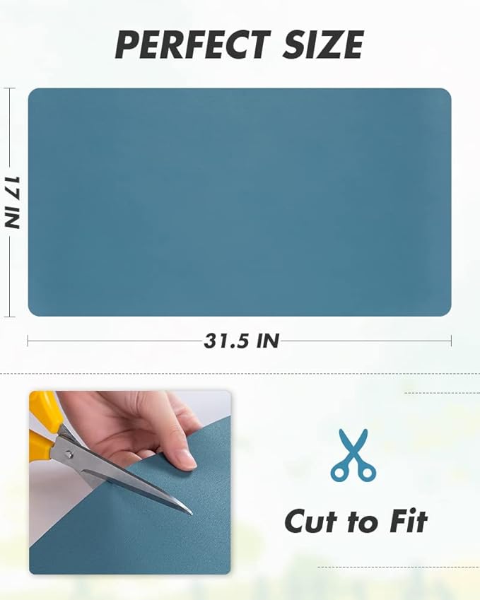 AMOAMI-Coffee Mat Hide Stain Rubber Backed Absorbent Dish Drying Mat for Kitchen Counter-Coffee Bar Accessories Fit Under Maker Machine Pot Espresso Machine Dish Rack Blue