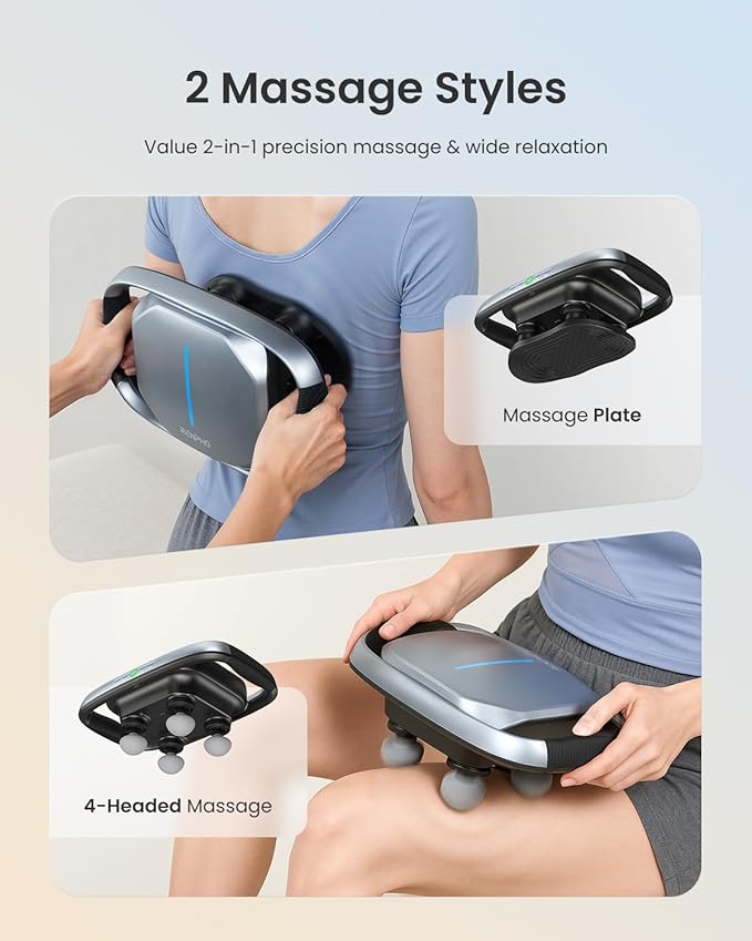 RENPHO Massage Gun Deep Tissue, Handheld Massager with Replaceable 4-Head and Plate, Muscle Percussion Massage Tool for Neck, Back, Leg, Gifts for Women Men, Quad