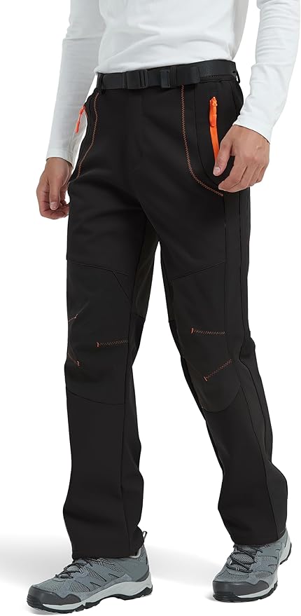 Men's Hiking Snow Ski Pants Softshell Fleece Lined Winter Water Repellent Outdoor Fishing Cargo Pants