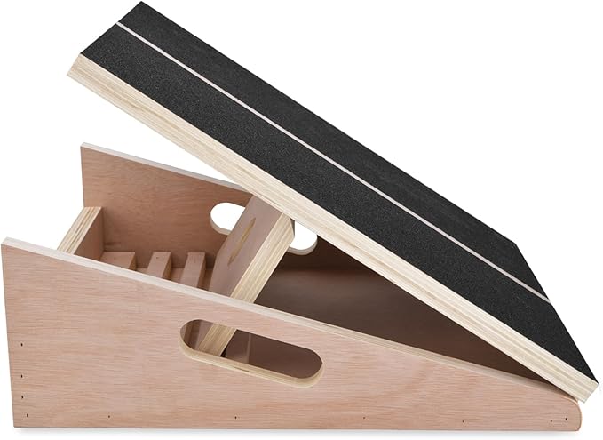 Slant Board for Calf Stretching, Portable Wooden Calf Stretcher - Adjustable Incline Board for Knees Ankle Heel Feet Leg