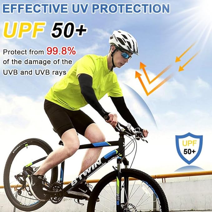 beister 3/6 Pairs UV Cooling Arm Sleeves Sun Protection Unisex for Sports, Cycling, Golf, Running
