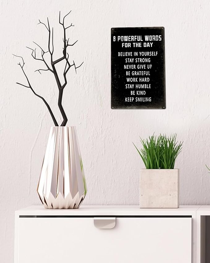 ALKB Inspirational Wall Art Metal Sign 8 x 12 Inch, Inspiring Positive Quotes Room Decor for Living Room Bedroom Classroom Gym, Motivational Wall Decor for Teen