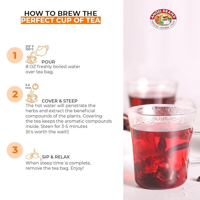 Angel Brand Sorrel Tea Bags 25 – Pack of 3 – Hibiscus Flower Tea for Refreshing Flavor &