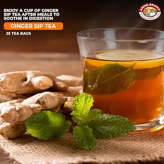 Angel Brand Ginger Tea Bags 25 – Pack of 3 – Ginger Root Tea for, Digestion & Immune Support