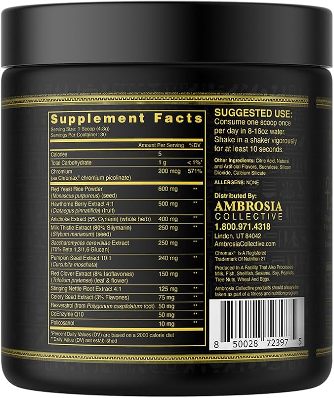 Ambrosia Nektar - Superfood Powder | Complete Health Supplement | Organ Support - Liver, Kidney Health | 30 Servings (Honey Lemon)