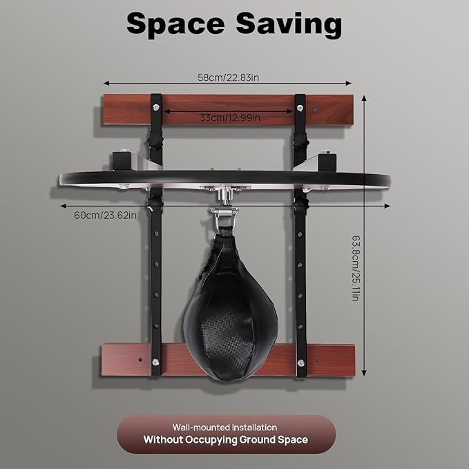 Speed Bag Platform Kit, Height Adjustable Boxing Training Equipment with Air Pump 360° Swivel, Wall Mount Punching Bag Boxing Training Full Kit for Fitness Enthusiasts