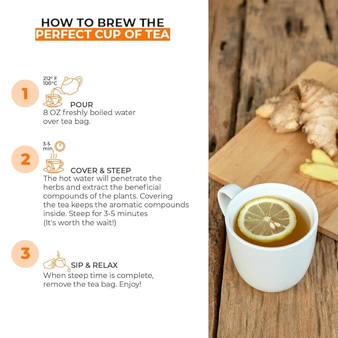 Angel Brand Ginger Tea Bags 25 – Ginger Root Tea for, Digestion & Immune Support