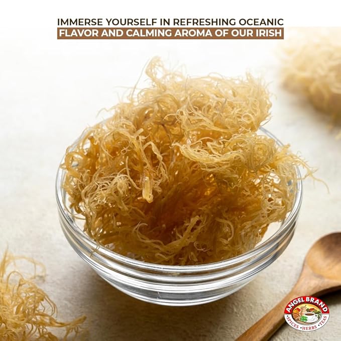 Angel Brand Irish Sea Moss 1 Lbs Pouch - Nutrient Rich Sea Vegetable Harvested from Pristine Ocean Waters - Enhance Wellness Journey with Irish Sea Moss Raw - Perfect for Smoothies & Soups