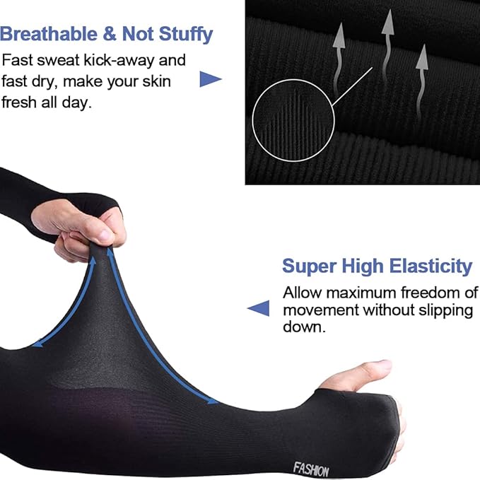 beister 3/6 Pairs UV Cooling Arm Sleeves Sun Protection Unisex for Sports, Cycling, Golf, Running
