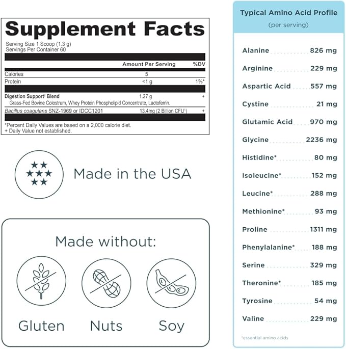 Ancient Nutrition Colostrum Superfood Powder, Grass Fed Bovine Colostrum, Supports Healthy Gut Microbiome and Immune System, Clinically Studied Lactoferrin & Probiotics, Unflavored, 60 Servings