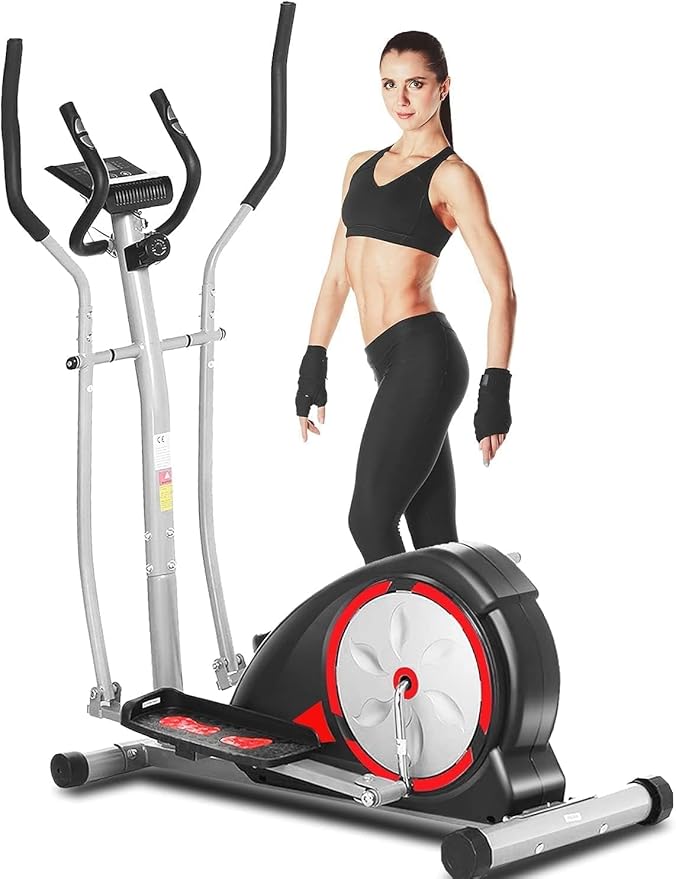 ANCHEER Elliptical Exercise Machine, Elliptical Training Machines with Pulse Rate Grips and LCD Monitor, Elliptical Machine for Home with 8 Resistance Levels Smooth Quiet Driven, Max 350Lbs