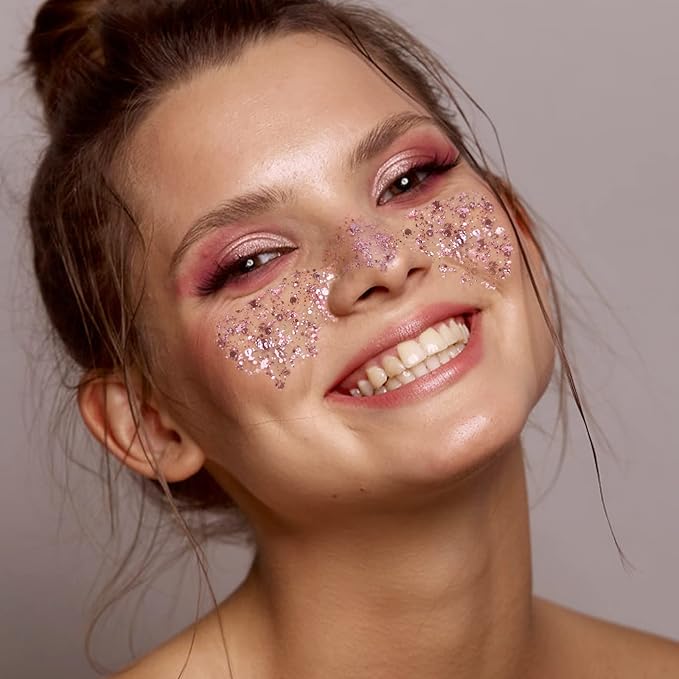 MAEPEOR Chunky Face Body Glitter Gel 19 Colors Mermaid Sequins Holographic Body Glitter Gel Long-Lasting Festival Makeup Glitter Paint for Face Body Hair Nails (30g, 06 Purple)