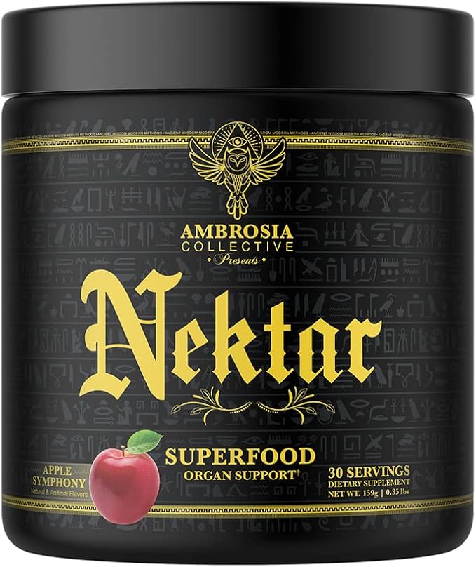 Ambrosia Nektar - Superfood Powder | Complete Health Supplement | Organ Support - Liver, Kidney Health | 30 Servings (Apple Symphony)