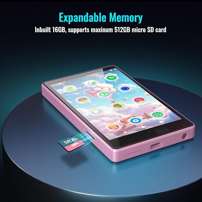 MP3 Player for Kids with Spotify, Parental Controls, Spotify Kids, Audible, Amazon Music, Libby, 4.0” IPS Kids Music Player Up to 512GB (Pink)