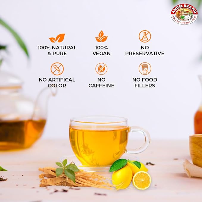 Angel Brand Green Tea with Ginseng Tea Bags 25 – Energizing & Rich Herbal Blend Created From Camellia Sinensis Plant Leaves & Ginseng Root - Enjoy Balanced Flavor & Rich Nutrients With Health Benefits