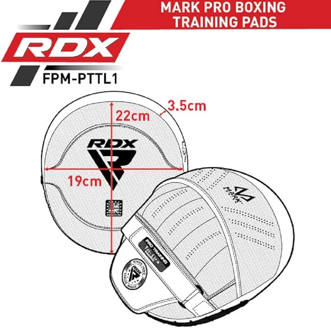 RDX Boxing Pads Focus Mitts, Convex Skin Leather Curved Hand Pad with Adjustable Strap, Hook and Jab Hand Strike Shield for MMA, Martial Arts, Punching Target, Muay Thai Training Matte Black