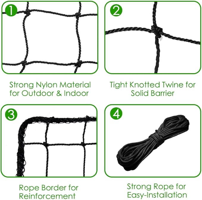 Baseball Softball Backstop Nets, Heavy Duty Sports Netting Barrier #18 Baseball Netting 10'x10'/10'x20'/15'x15'…