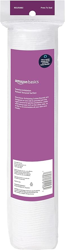 Amazon Basics Exfoliating Cotton Round, 600 Count (6 Packs of 100) (Previously Solimo)
