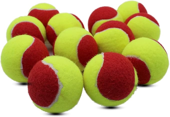 Magicorange Tennis Balls, 12 Pack Low Compression Stage Tennis Ball for Beginners Youth Kids Training Practicing with Mesh Bag for Easy Transport