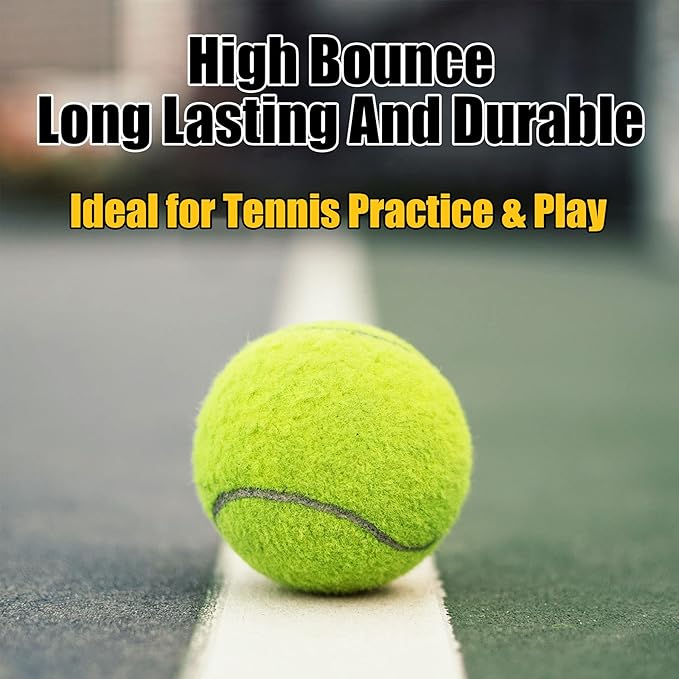 GKK Durable Pressurized Tennis Balls - 12 Pack Yellow Felt Training Balls for Beginners and Dogs