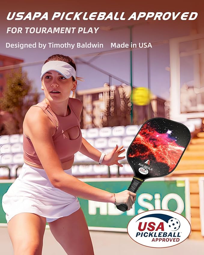 Pickleball Paddles Set of 2, 2025 USAPA Approved Pickleball Set, Fiberglass Pickle Ball Rackets 2 Pack, Lightweight & Durable, Includes 4 Balls & 1 Carry Bag for Men and Women