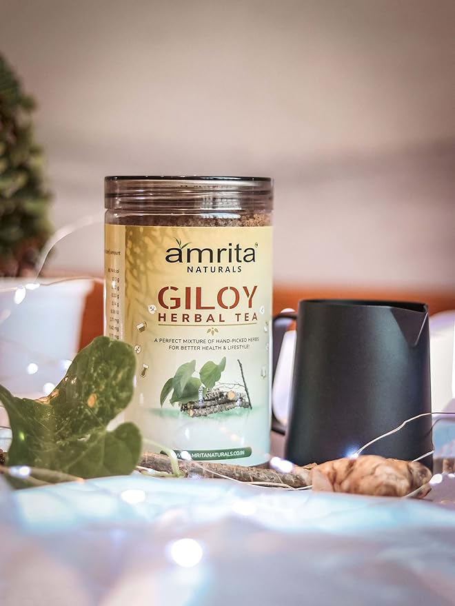 Amrita Naturals Giloy Guduchi Instant Herbal Tea – 1.10 lb (500g) | Natural Tinospora Cordifolia Blend | Caffeine-Free & Vegan | Refreshing Daily Drink | No Artificial Colors or Flavors