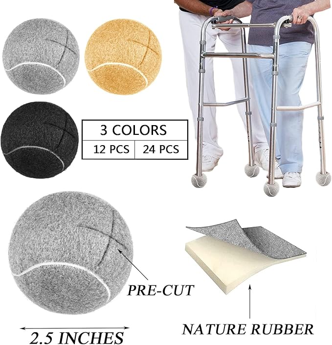 Triceratops Precut Walker Tennis Balls, Heavy Duty Long Lasting Tennis Balls - Fit for Most Chairs Desks Furniture Legs and Floor Protection, Easy to Install