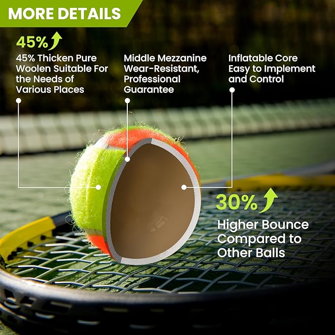 FINGER TEN Kids Tennis Balls for Dogs Youth Beginners Practice Durable Orange Low Compression Stage Pressureless Bulk Training Tool Playing with Pet