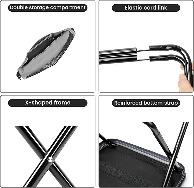 Camping Stool,Portable Foldable Shoulder Bag Stool Adult Collapsible Chairs for Fishing Outdoor Hiking 300 LBS Load