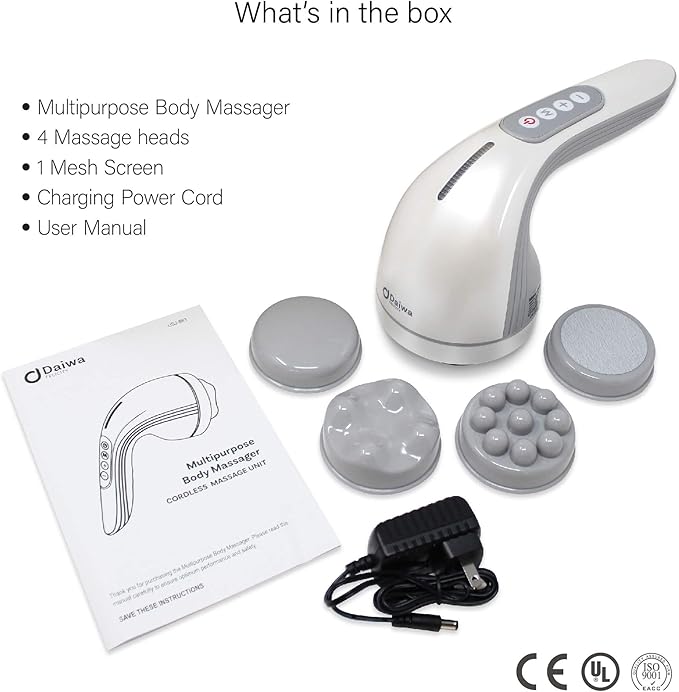 Daiwa Felicity Multipurpose Body Massager โ Cordless Handheld Cellulite Remover Body Sculpting Machine - Electric Contouring Massage Tool for Butt Legs Belly Fat Stomach Celulitis Lymphatic Drainage
