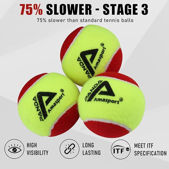 LITIAN Kids Tennis Balls – 50% 75% Low Compression Red Orange Balls with Durable Felt – Softer Than Regular Tennis Balls, Great for Youth Training & Dog Play (12 & 30 Pack)