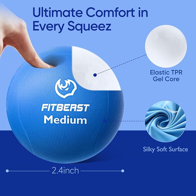 FitBeast Grip Strength Trainer โ 6 Pieces Hand Therapy Kit with Finger Extension Exerciser & Stress Balls for Adults, Rehab & Strength Training โ for Men, Women, and Seniors