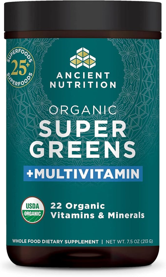 Ancient Nutrition, Vitamin Powder, One Bottle Made from Real Fruits, Vegetables and Herbs, for Digestive and Energy Support, 25 Servings, 7.5oz