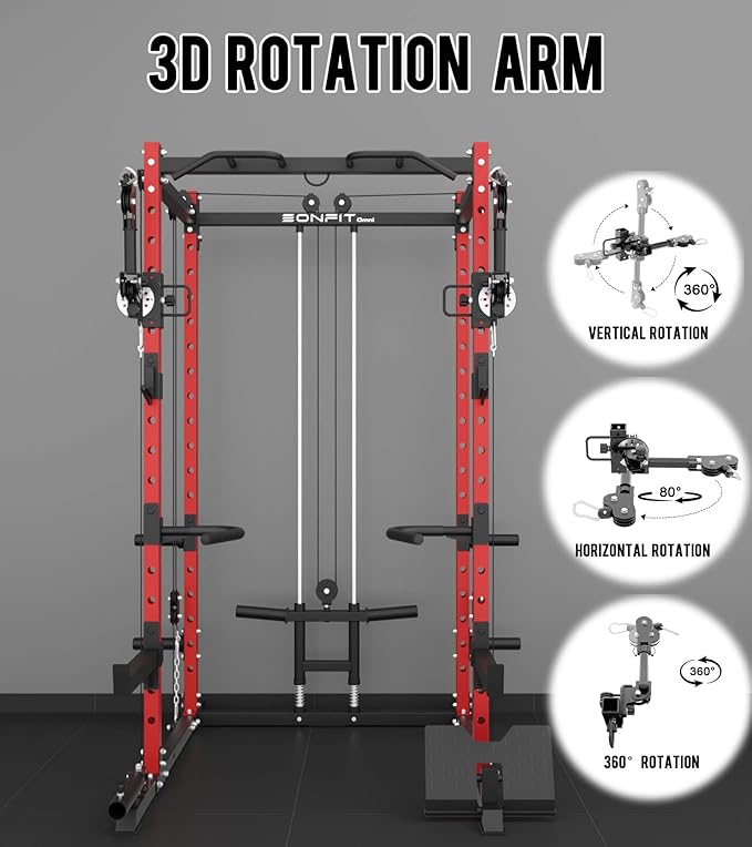 Eonfit E2 Power Cage,1500LB Squat Rack with Cable Crossover System.Multi-Function Power Rack for Home Gum.All-in-One Squat Rack with More Training Attachments