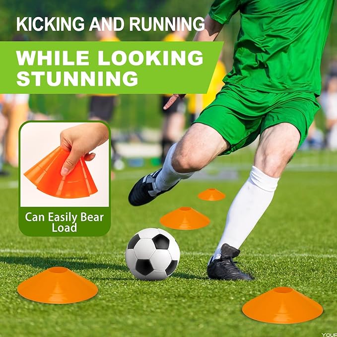 Ashsajkd(Set of 25/50/100 - Agility Soccer Cones with Carry Bag and for , Football Cones for TrainingFootball, Basketball, Coaching, Agility Cones for Indoor and Outdoor Games