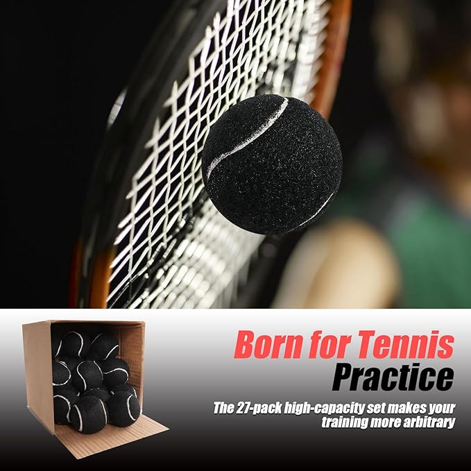 GKK 27 Pack Tennis Balls,Training Tennis Ball Pressure-less Practising Bulk Tennis Balls for Youth/Beginners/Pet Dogs High Altitude Playing Balls