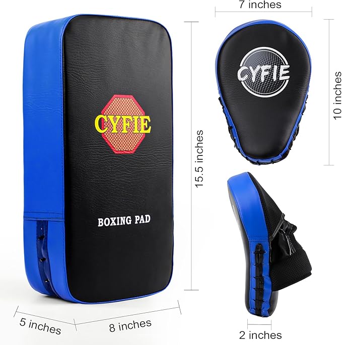 CYFIE 2 in 1 Boxing Equipment Boxing Strike Pads Punching Mitts Set, Boxing Mitts and Pads for Muay Thai, Karate, Taekwondo, Martial Arts Training at Home Gym, Karate Kick Pads for Kids, Youth, Girls