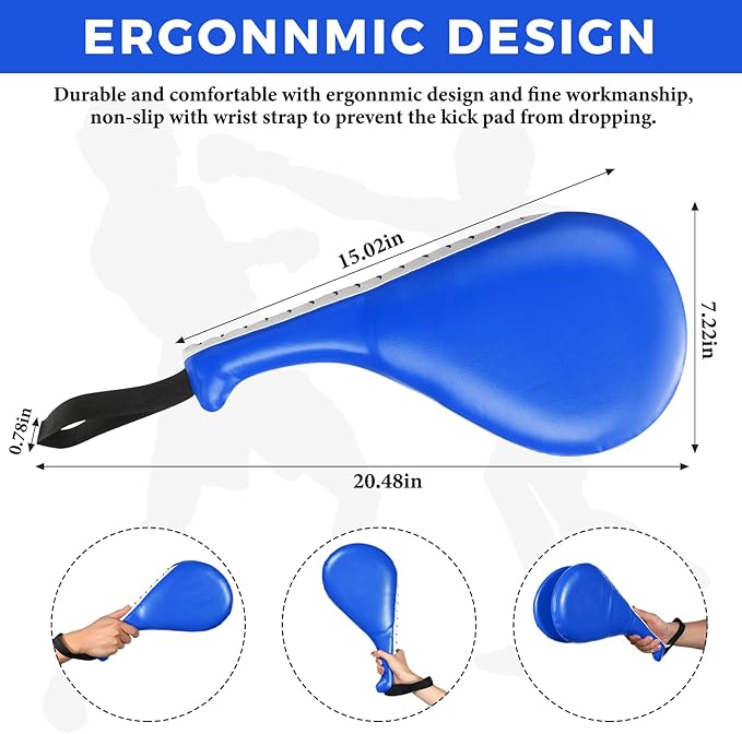 Poen 3 Pcs Taekwondo Kick Pads Muay Thai MMA Karate Sparring Gear Martial Arts Kickboxing Training Pads Punching Striking Target Equipment PU Leather Paddles Strike Curved Kick Shield