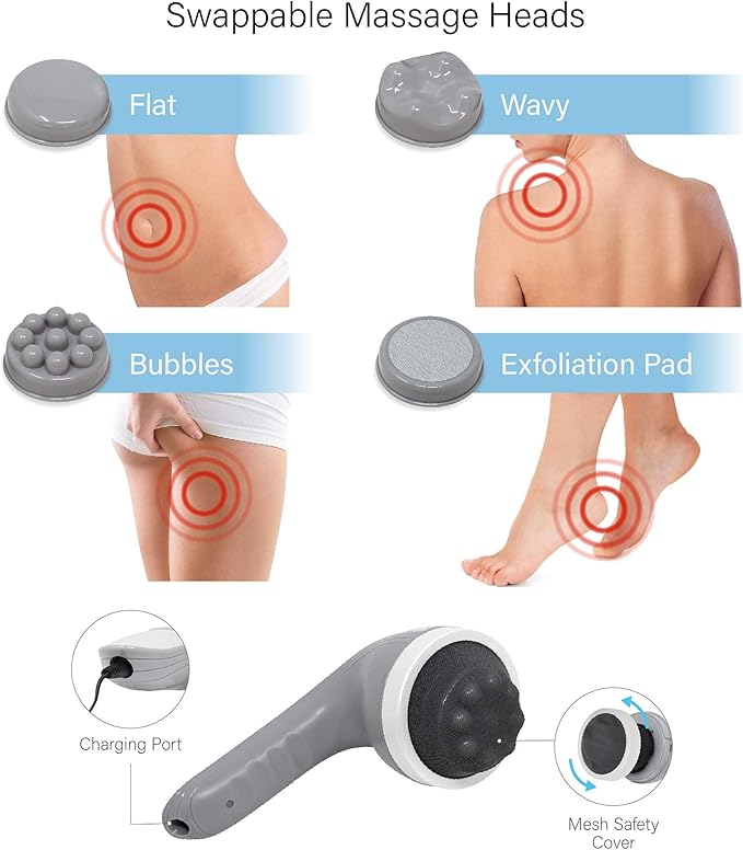 Daiwa Felicity Multipurpose Body Massager โ Cordless Handheld Cellulite Remover Body Sculpting Machine - Electric Contouring Massage Tool for Butt Legs Belly Fat Stomach Celulitis Lymphatic Drainage