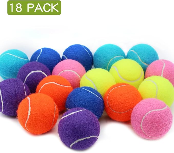 Tennis Balls, 18 Pack Training Tennis Balls Practice Balls with Mesh Bag for Easy Transport, Pet Dog Playing Balls, fit for Beginner Training Ball
