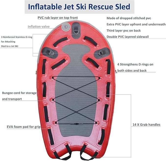 SAYOK Large Inflatable Sled Water Floating Mat Jet Ski Sled Board for Professional Emergency Rescue, Big Wave Surfing