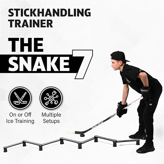 The Snake Trainer - Lightweight Stickhandling Training Tool - Hockey Training Equipment for Puck Control, Reaction Time and Coordination - Portable, Durable and Adjustable