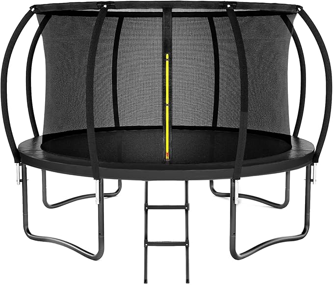 Trampoline 8FT 10FT 12FT 14FT 16FT, Outdoor Trampolines for Kids and Adults, Recreational Trampoline with Enclosure Net & Ladder, Round Trampoline ASTM Approved, 400/450LBS Weight Capacity