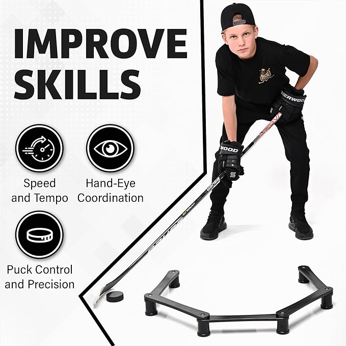 The Snake Trainer - Lightweight Stickhandling Training Tool - Hockey Training Equipment for Puck Control, Reaction Time and Coordination - Portable, Durable and Adjustable