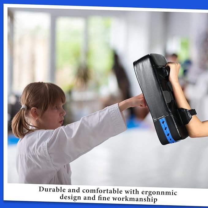 Poen 3 Pcs Taekwondo Kick Pads Muay Thai MMA Karate Sparring Gear Martial Arts Kickboxing Training Pads Punching Striking Target Equipment PU Leather Paddles Strike Curved Kick Shield