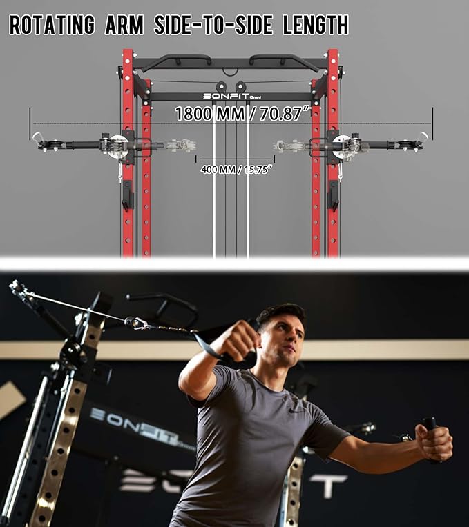 Eonfit E2 Power Cage,1500LB Squat Rack with Cable Crossover System.Multi-Function Power Rack for Home Gum.All-in-One Squat Rack with More Training Attachments
