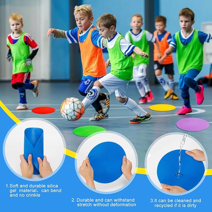 9 inch Spot Markers Flat Field Cones, Non Slip Rubber Agility Markers Flat Field Cones for Soccer Basketball Sports Speed Agility Training (6 pcs)