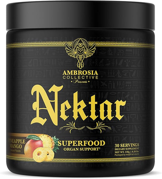 Ambrosia Nektar - Superfood Powder | Complete Health Supplement | Organ Support - Liver, Kidney Health | 30 Servings (Pineapple Mango)