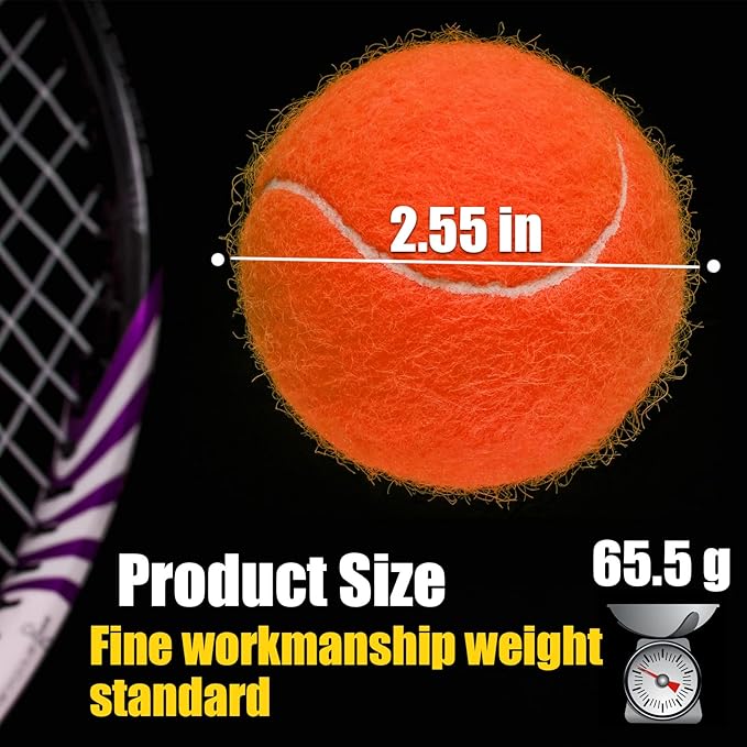 GKK Durable Pressurized Tennis Balls - 12 Pack Yellow Felt Training Balls for Beginners and Dogs