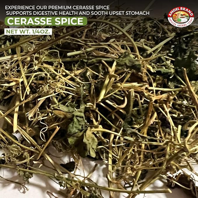 Angel Brand Dried Cerasse Leaves 0.25 0z Pouch Pack of 3 - Melon Bitter Leaf Spice Derived from Melon Plant - Provides Health Benefits - Offers Slightly Bitter & Robust Flavor